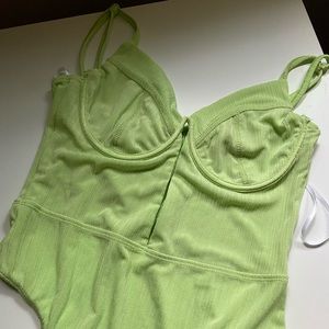green bodysuit; lulus; new with tags; adjustable straps; cutout in middle